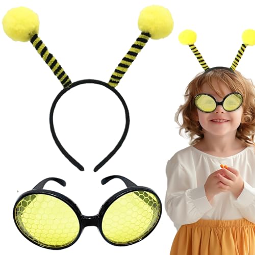 Csafyrt Kids Onesie Pyjamas Antenna Stirnband und Brille Bienenkostüm Set lustiges Tierkostüm für Karneval Halloween -Themenpartys oder Just von Csafyrt