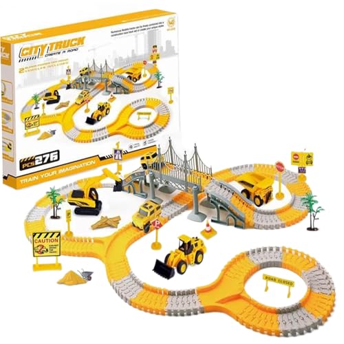 Csafyrt Kids Race Track 276pcs/Set Mind Developing und Interactive Train Set mit LKWs Y-Form-Streckenschildern und mehr Rennstrecken-Set von Csafyrt