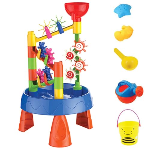 Csafyrt Kinder Wassertisch 32pcs/Set Sommer gerundeter lebendiger Sand und Wassertisch mit Wasserrad und Sandtrichter Sensory Strand Sandkastenspielzeuggeschenk für Jungen Mädchen von Csafyrt