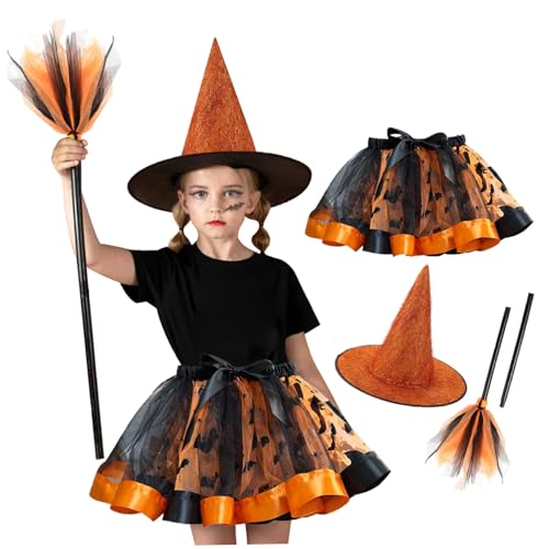 Csafyrt Kleinkind-Hexenkostüm 3PCS/Set Witch Kostüm mit Tüllrock Hexenbesen und Hexenhut für Hexenkostüm für Mädchen im Alter von 2 bis 4 Jahren von Csafyrt