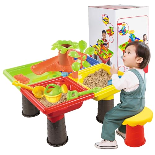 Csafyrt Kleinkind Wassertabelle Sand Tabelle 4-in-1 Sand- und Wasserspieltisch Kinder 17.7X.13.8 '' Wassertisch mit Spielzubehör Sandbox-Tisch für Aktivitätsform im Freien von Csafyrt