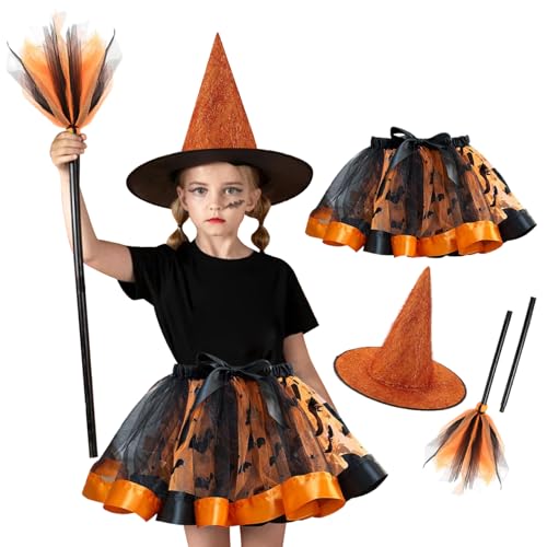 Csafyrt Kleinkind Witch Kostüm 3PCS/Set Witch Kostüm mit Tüllrock Hexenbesen und Hexenhut für Hexenkostüm von Csafyrt