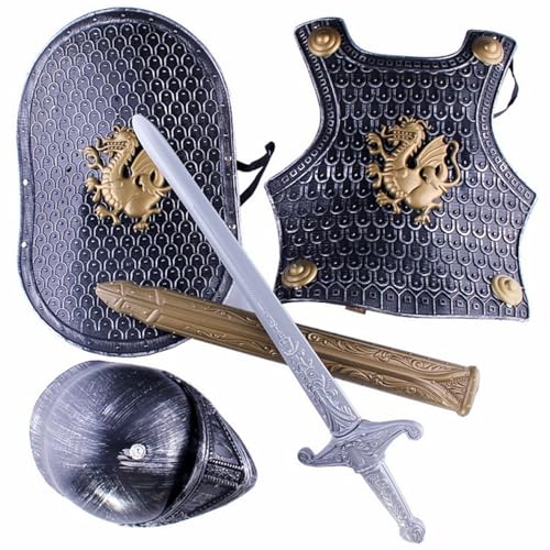 Csafyrt Knight Costume Kids 4pcs/Set Dragon Muster mittelalterliche Ritterpanzerung umfasst Helm, Schild, Schwert und Rüstung, Kinder verkleiden Kostüme für Rollenspiele, Cosplay, Halloween Csafyrt Knight Costume Kids 4pcs/Set Dragon Muster mittelalterliche Ritterpanzerung umfasst Helm, Schild, Schwert und Rüstung, Kinder verkleiden Kostüme für Rollenspiele, Cosplay, Halloween von Csafyrt