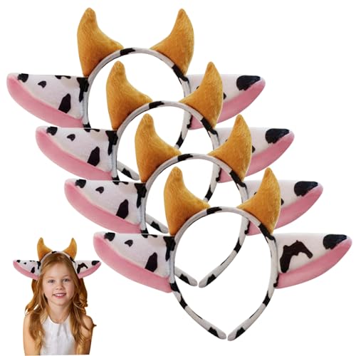 Csafyrt Kuhstirnband 4pcs weiches Plüsch Cosplay Kuh Ohr Stirnband süße Kuhohren und Hornhaar Hoop Cosplay Kostümzubehör für Mädchen Frauen Party Kostüm Kleid von Csafyrt