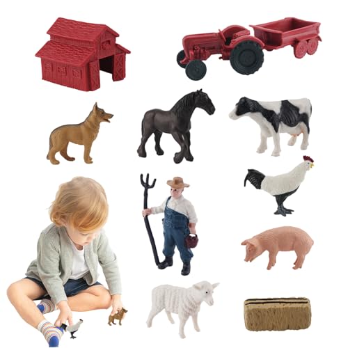 Csafyrt Little People Nutztiere, 10pcs/Set Kleinkind Tierspielzeug, PVC Educational Dollhouse Nutztiere Zahlen für Kinder Kleinkind Jungen Mädchen von Csafyrt
