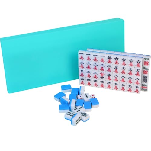 Csafyrt Mahjong Tiles Set 144 Fliesen Chinesisches Mahjong -Spiel Set tragbares Reisen Mahjong Set mit Aufbewahrungsbox -Handtasche Tischtuch & Würfelfliesen Mahjong Set 0,94 (24 mm) Stil 2 von Csafyrt