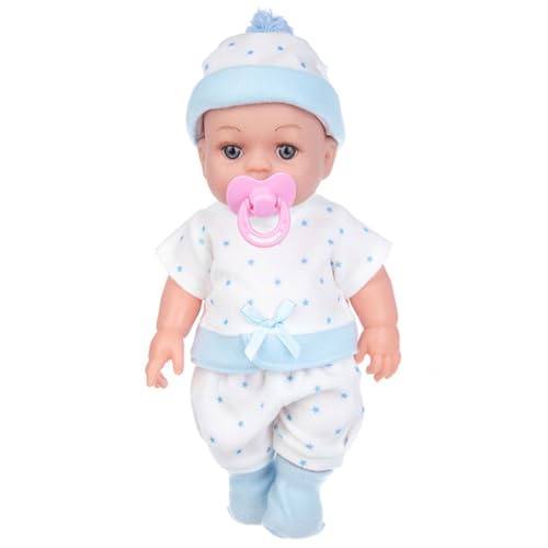 Csafyrt Mini Babypuppen 12 süße Mini-Puppen mit einem Schnuller offene Augen realistische Neugeborene Babypuppen weiche Gummi-Silikon-Babypuppen Blau von Csafyrt