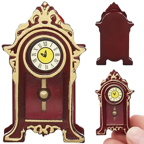 Csafyrt Mini Clock 1/12 Skala Miniatur Vintage Clock Dollhouse Dekoration Zubehör Simulation Desk Uhr Dollhouse Miniaturen für Dollhouse Home Dekoration von Csafyrt