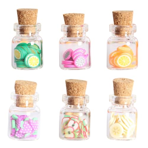 Csafyrt Mini Food Toys 6pcs 1/12 Skala Miniaturflaschen mit Obstscheiben Süßes Mini -Food -Kit DIY Mini Glas Gläser für Puppenhaus Accessorie Style 1 von Csafyrt