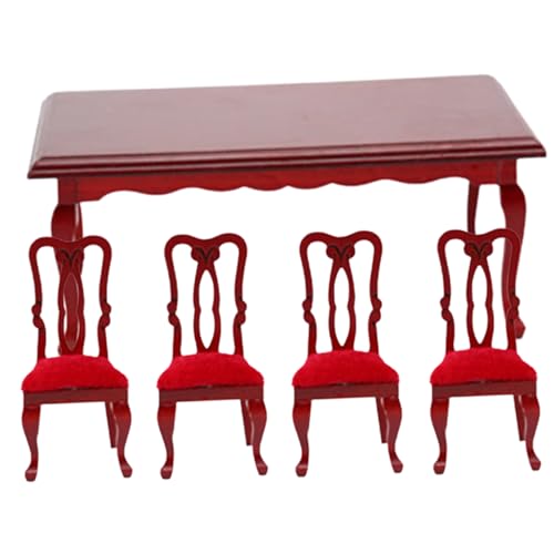 Csafyrt Mini Möbel, 5pcs/Set Dollhouse Möbel, DIY rot Miniaturpuppenhausmöbel 1:12 polierte Wiederverwendbare dekorative Puppenhauszubehör von Csafyrt