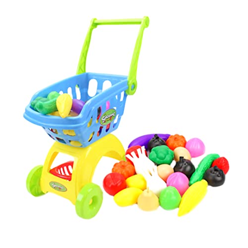 Csafyrt Mini Trolley Spielzeugset 24PCS Plastik Supermarkt Einkaufswagen Spielzeug mit Obstgemüse, so tun von Csafyrt