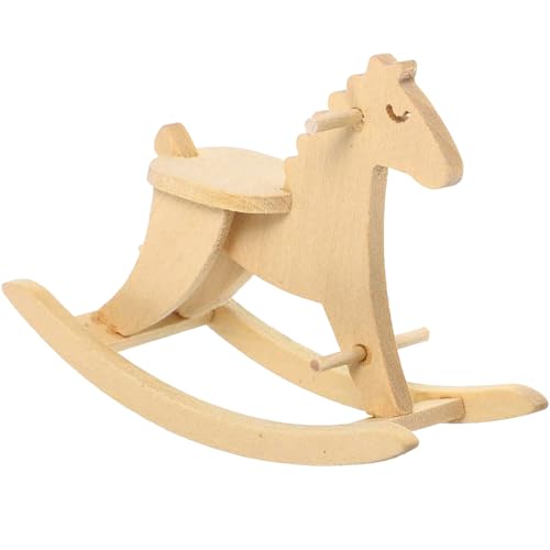 Csafyrt Miniatur -Dinge 1:12 Skala Mini unvollendete hölzerne Schaukelpferd DIY -Farbe Rocking Horse für Dollhouse Szene Mikrolandschaft & mehr von Csafyrt