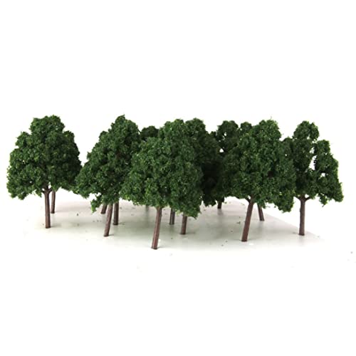 Csafyrt Modellbäume 25pcs 1: 150 künstliche Baummodelle Mini Baum Miniatur Pflanzenarchitektur Landschaft Landschaft Dekor dunkelgrün von Csafyrt