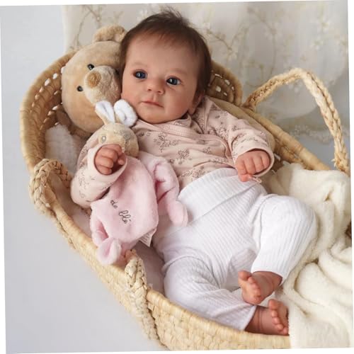 Csafyrt Neugeborene Babypuppe 19 Zoll gekleidete Babypuppe mit großem Auge Baumwollkörper Haare und Silikonarme und Beine entzückende kuschelige Mädchenspielzeug von Csafyrt