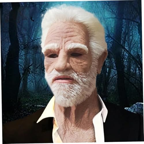 Csafyrt Old Man Mask White Hair Faltled Halloween Mask Big Nase Handsome Realistic Maske One Size Passt die meisten Latexmaske für Cosplay -Kostümfilm -Stütze von Csafyrt