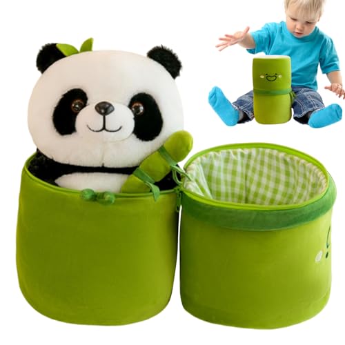 Csafyrt Panda Plüsch mit Bambusspielzeug 2 in 1 niedliche Simulation PP Baumwollgefüllte Panda weiche hautfreundliche 12-Zoll-Panda-Spielzeuge von Csafyrt