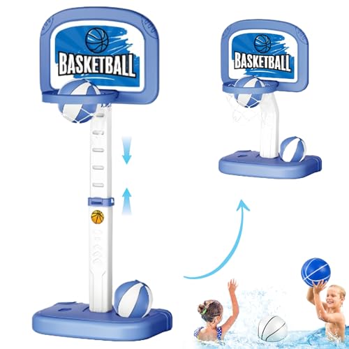 Csafyrt Pool -Basketball -Hoop, verstellbare Höhe Pool Basketball Hoop Pool mit 2 Bällen, Plastikbasketball -Hoop für Kindergeschenke, Außen im Freien von Csafyrt