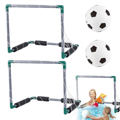 Csafyrt Poolspiele, 2pcs schwimmende Pool -Fußballtor mit 2 Ball, 18,5 x 14 x 14,4 Kinder Fußballtor, Plastikfußballnetz für Schwimmbad Sommer von Csafyrt