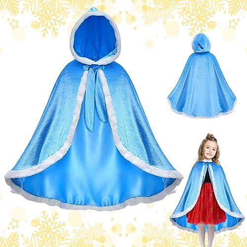 Csafyrt Prinzessin Cape 130 cm Weihnachtskostüm mit Kapuze mit Kapuze Weiches Süßes Prinzessin Kostüm für Mädchen warmes Kleinkind Prinzessin Kleid von Csafyrt