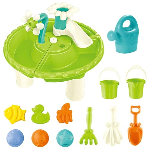 Csafyrt Sand- und Wassertisch, 13pcs/Set 3 in 1 Kleinkind Kids Wassertisch, sicherer Plastik -Außenwasserspiegel, Sandkastenentisch für den Sommer im Hinterhof Park, Runde von Csafyrt