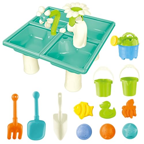 Csafyrt Sand- und Wassertisch, 13pcs/Set 4 in 1 Kleinkind Kids Wassertabelle, sicherer Plastik -Außenwasserspiegel, Sandkastentisch für den Sommer im Hinterhof Park Beach, Platz von Csafyrt