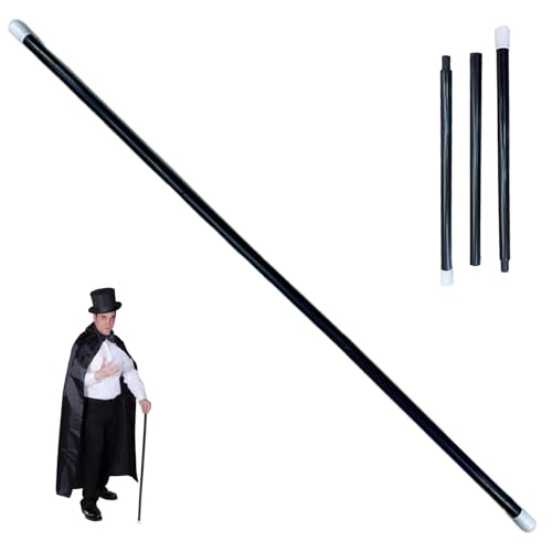Csafyrt Schwarzer Stock, 40 Zoll Plastikmagie Zauberstab mit weißen Kappen, abnehmbar Csafyrt Schwarzer Stock, 40 Zoll Plastikmagie Zauberstab mit weißen Kappen, abnehmbar von Csafyrt
