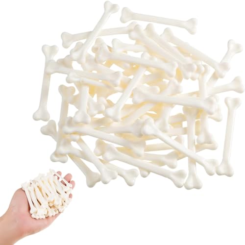 Csafyrt Skelettknochen 50pcs Mini Halloween -Knochen in dunklen falschen Knochen künstliche Kunststoffknochen gruselig Halloween Skelett für Partydekoration Kostümzubehör DIY Supplies von Csafyrt