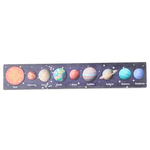 Csafyrt Solarsystem für Kinder 36 Monate+ Holz Sonnensystem Puzzle beweglicher Planet Name Brettspiel Pezool Bildungs ​​Solarsystem Spielzeug für Jungen Mädchen Geburtstagsgeschenke Stil B von Csafyrt