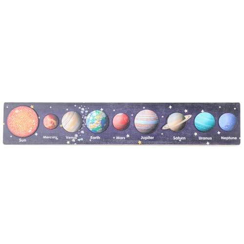 Csafyrt Solarsystem für Kinder 36 Monate+ Holz Sonnensystem Puzzle beweglicher Planet Name Brettspiel Pezool Bildungs ​​Solarsystem Spielzeug für Jungen Mädchen Geburtstagsgeschenke Stil B von Csafyrt