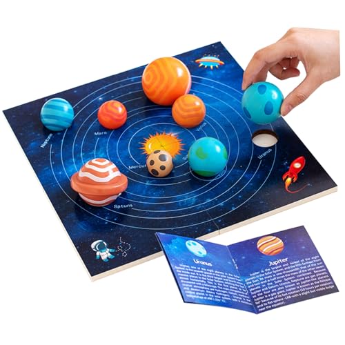 Csafyrt Solarsystemmodell Board Solar System für Kinder 36 Monate+ mit 3D Planets Models & Anweisung Montessori Spielzeug Bildungssystem Spielzeug für Jungen Mädchen Geburtstag Geschenke von Csafyrt