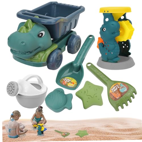 Csafyrt Strandspielzeug 7pcs, Dinosauriersandspielzeug umfasst Muldenwagen, Wässerung, Schaufel, Rechen und Sandformen, sicheres Plastik -Sandbox -Spielzeug für Kinderkinder Mädchen Jungen von Csafyrt