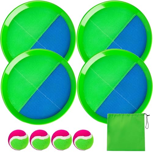 Csafyrt Toss and Catch Ball Set Interactive Beach Games Eltern-Kind-Pool-Spiele umfassen 4 Paddel und 4 Bälle im Freien im Freien von Csafyrt