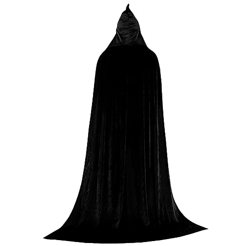 Csafyrt Umhang mit Haube 170 cm unisex gold-velvet witch witch mysteriöser terror vampire Wizard Robe für Männer Frauen Cosplay von Csafyrt