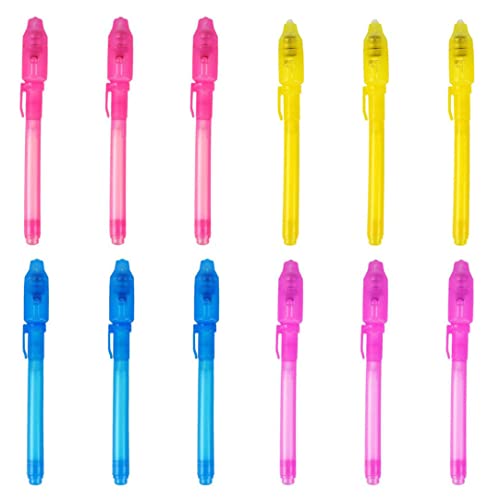 Csafyrt Unsichtbarer Tintenstift 12PCS Unsichtbarer Tintenstift Verschwinden Marker Secret Message Writer mit UV -Licht für Kinder von Csafyrt