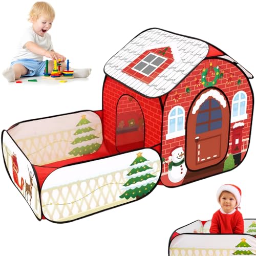 Csafyrt Up Play Tent Xmas House House Zelt mit Yardtür & Schornstein Oxford Stoff lebendig Kids Playhouse mit Weihnachtshut & Strumpf von Csafyrt