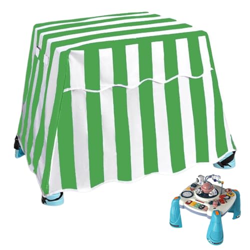 Csafyrt Wassertabelle Abdeckung wasserdichtes Sonnenschutz für Kinder Wassertabelle mit fixierender Schnalle Grüne weiße Stripe Kleinkind Outdoor -Spielzeugabdeckung mit Griff 36.6x21.7x25.2 von Csafyrt