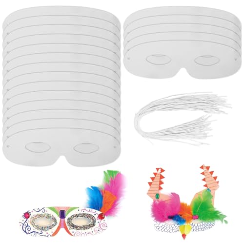 Csafyrt Weiße Maske 40pcs Aufsichtsmasken für Handwerksdien zum Malen von leeren Maskenmaskenmaske mit Gurten für Kostümparty von Csafyrt