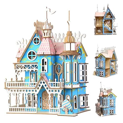 Csafyrt Wooden Dollhouse Kit 3D Miniaturhaus Kit DIY Dream Dollhouse 6.8x7.9x10.9 Interaktives Mini -Hausgebäude für Weihnachtsfeier Halloween Dekor von Csafyrt