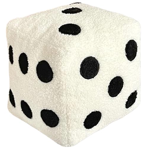 Dice Pillow 8x8 niedliches Plüsch -Würfelspielzeug mit Loop Samt und komfortablen gefüllten Big Dice Throwable Creative & Fun Dice Decor für Heimschlafzimmer, Sofa, Dekoration für Coffeeshops, Weiß von Csafyrt