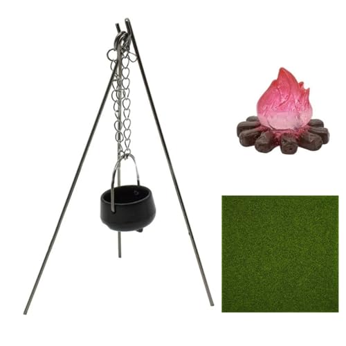 Mini Cauldron 1:12 Halloween Cauldron mit Lagerfeuer- und Rasenpuppenhauszubehör mit Griff & Support -Stäben Mini Cauldron 1:12 Halloween Cauldron mit Lagerfeuer- und Rasenpuppenhauszubehör mit Griff & Support -Stäben von Csafyrt