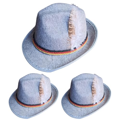 Oktoberfest Hut 3pcs gefiederter Fedora Hut weiche dekorative Oktoberfest -Hüte für Männer & Frauen Retro Oktro Oktoberfest Dekorationen für Karnevalsparty Dress -up Rollenspiel und Cosplay Style 3 von Csafyrt