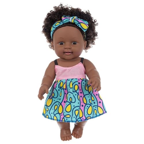 Schwarze Babypuppen 12 '' Vinyl Soft & Safe Realistic Babypuppen Afrikanische Locken wiedergeboren für Jungen Mädchen Geschenkstil 1 von Csafyrt