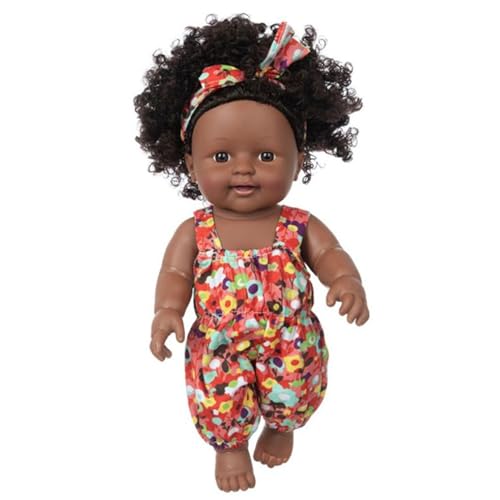 Schwarze Babypuppen 12 '' Vinyl Soft & Safe Realistic Babypuppen Afrikanische Locken wiedergeboren für Jungen Mädchen Geschenkstil 2 von Csafyrt