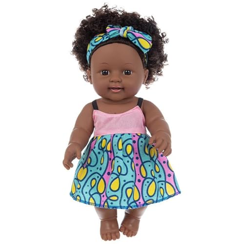 Schwarze Puppen 12 '' Vinyl Soft & Safe Realistic Babypuppen Afrikanische Locken wiedergeborene Puppen für Jungen Mädchen Geschenk rosa und blau von Csafyrt
