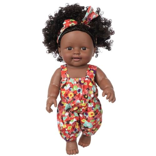 Schwarze Puppen 12 '' Vinyl Soft & Safe Realistic Babypuppen Afrikanische Locken wiedergeborene Puppen für Jungen Mädchen Geschenk rot von Csafyrt