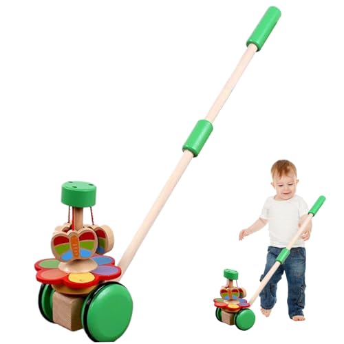 Spielzeug Vakuum Safer Holzbaby Walker Push Toy mit rotierendem Schmetterling farbenfrohe Kleinkind Push Toy Pädagogisches Kleinkind Walking Spielzeug von Csafyrt