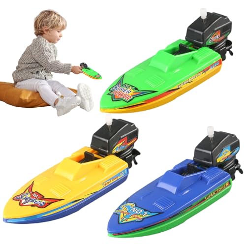Csafyrt Spielzeugboot, 3pcs Plastik schwimmendes Auflauf-Motorboot Badespielzeug für Wasserspiel, sicheres und unterhaltsames Windup Badeboot für Kinder 3+ Csafyrt Spielzeugboot, 3pcs Plastik schwimmendes Auflauf-Motorboot Badespielzeug für Wasserspiel, sicheres und unterhaltsames Windup Badeboot für Kinder 3+ von Csafyrt