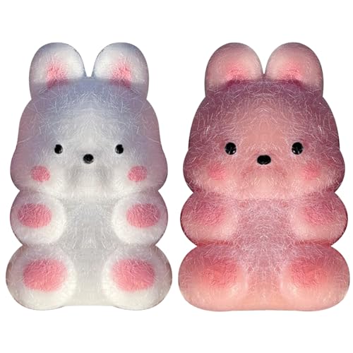 Squeeze Toy 2pcs süßes Tier Dekompression Spielzeug lebendiger belastbarer Stressspielzeug mit Accessoires Stress -Relief -Spielzeug für Kinder Mädchen Frauen, Kaninchen, Kaninchen von Csafyrt