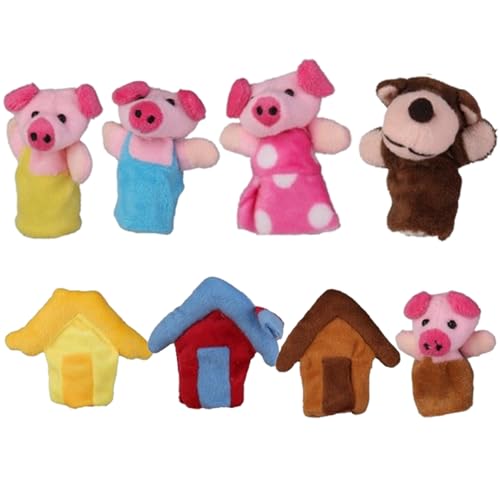 Tier Fingerpuppen 8pcs kleine Schweine Fingerpuppen Mini weiche Plüschkindfinger -Fingerpuppen süße Fingerpuppen von Csafyrt