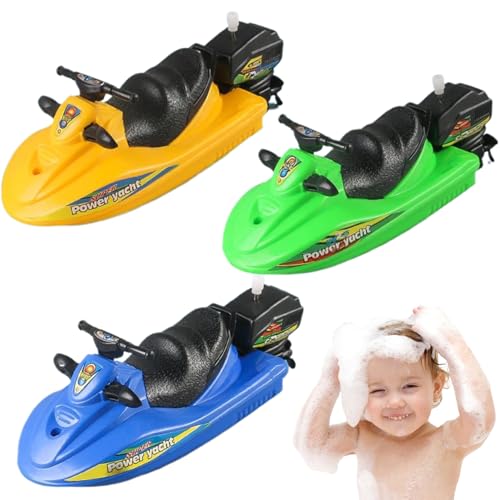 Toy Boat 3PCS Aufwickeln Motorboot Spielzeugset Plastik schwimmende Spielzeugboote für Badewanne Kinder Pool Spielzeug Windup Badeboot für Kinder 3+ von Csafyrt